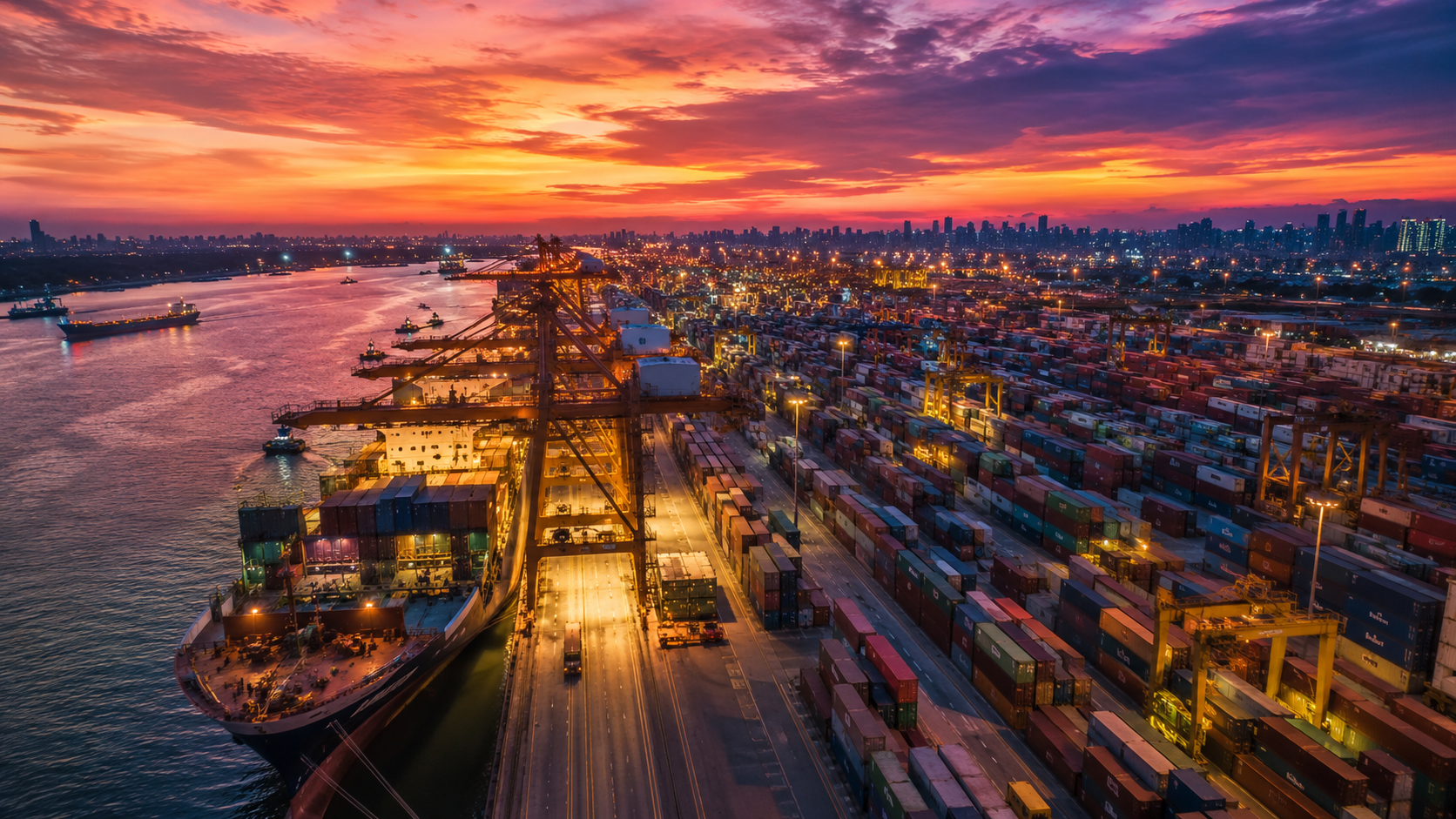 Shipping containers at a logistics yard